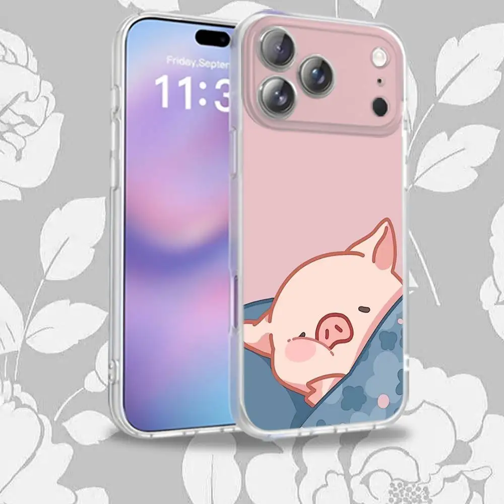 L-LuLu Chubby Cute Pig Phone Case Para iPhone 16,14,11,17,13,15,12,Air,Plus,Pro,Max,E,Mini Frosted para MagSafe Magnético
