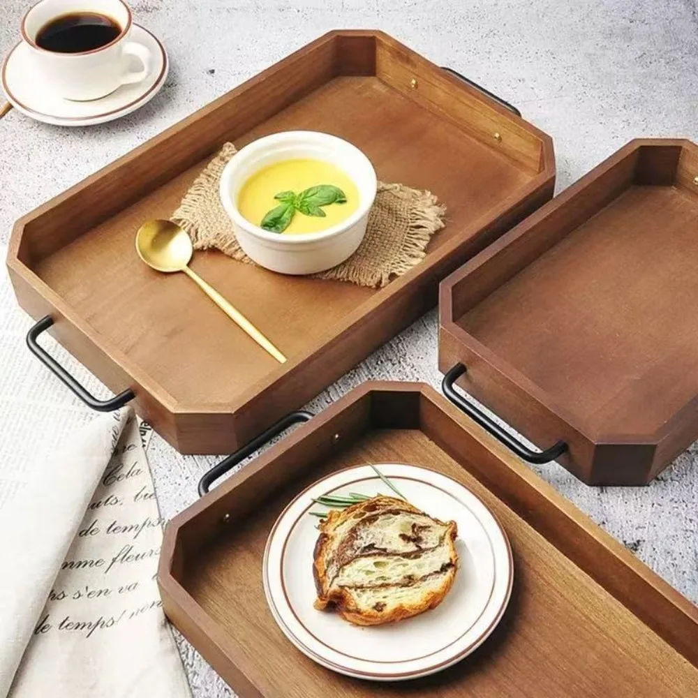 

Serving Dish Vintage Wooden Pallet Large Capacity Exquisite Eating Basket Elegant Bread Tray Restaurant