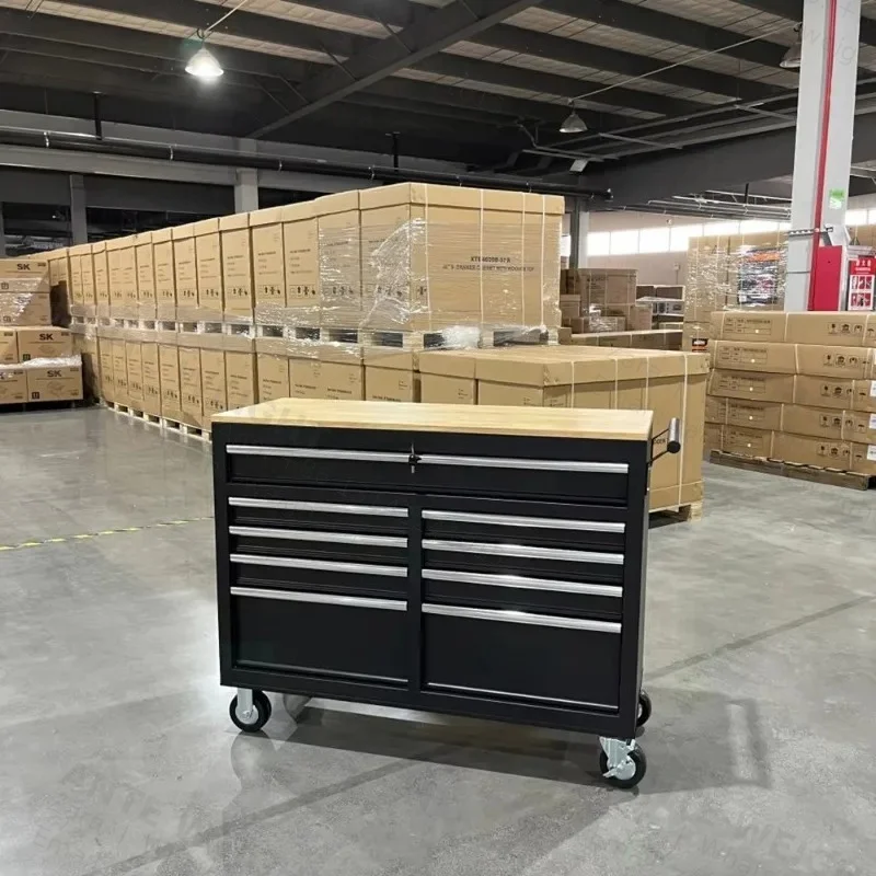 Industrial Rolling Tool Chest  Tool Trolley Heavy Duty Black Rolling Tool Cabinet With 9 Drawers and Casters