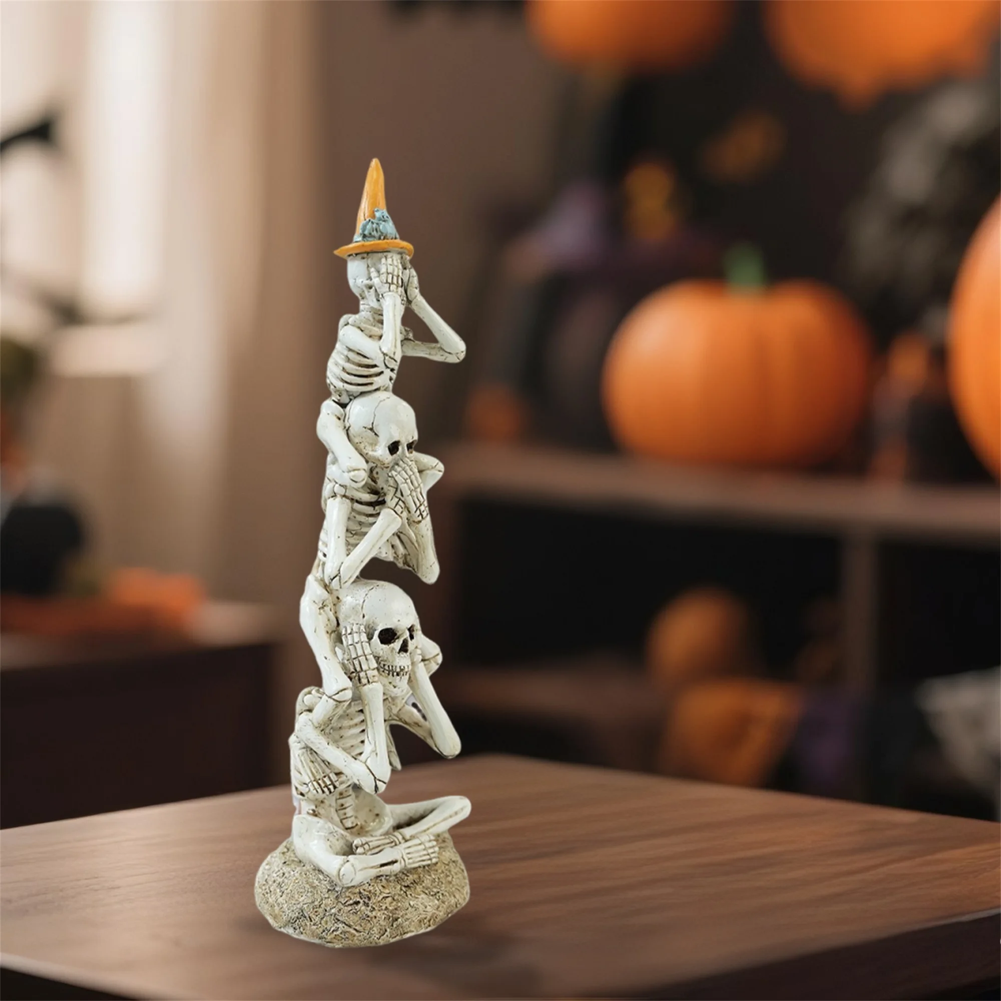 

Моторошные фигурки скелетов-трео на Хэллоуин — Hear No Evil See No Evil Speak No Evil Stacked Skeleton Decor для дома или офиса