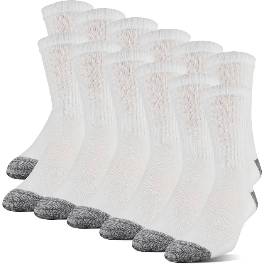 

Men's Polyester Half Cushion MidCrew Socks 12Pack for Everyday Wear Ideal for Sports Work and Casual Outings with MoistureWicki