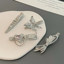 EASYA Shiny Metal Crystal Hair Clip luxury quality women jewelry vintage wholesale lots items for business Liquid Heart Knife