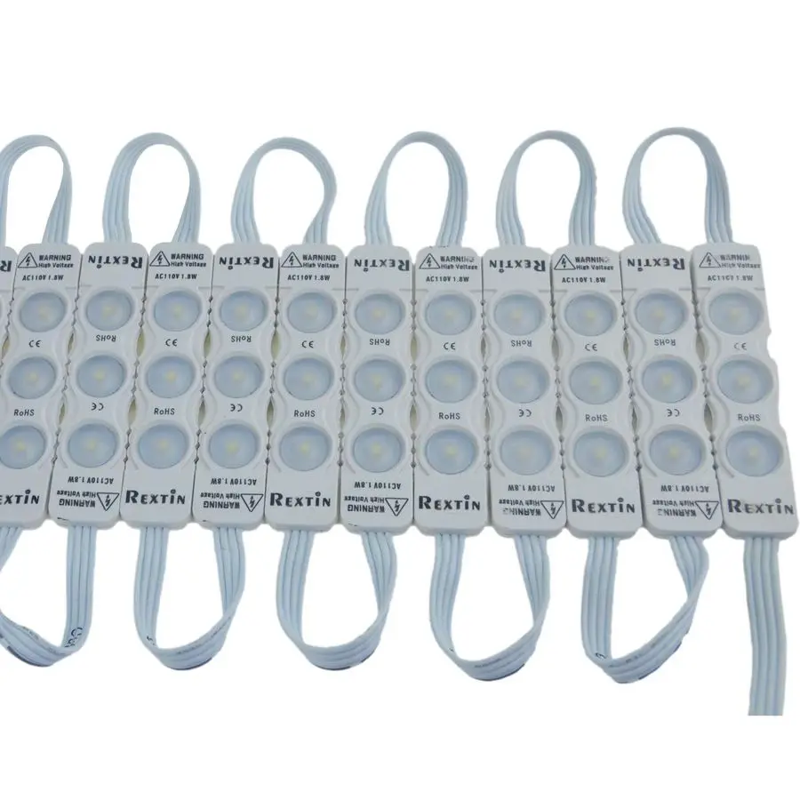 

Суперяркие светодиодные модули 2835 (100 шт.) 110В, новая модель, белые, 120-150 лм на модуль, водонепроницаемые, для декоративной подсветки букв, вывесок и рекламы