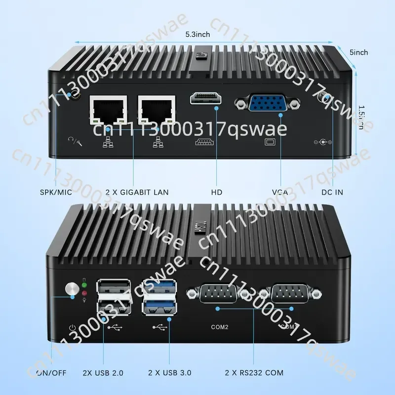 N100 mini computer, fanless industrial host, dual network, dual string, embedded soft routing industrial equipment