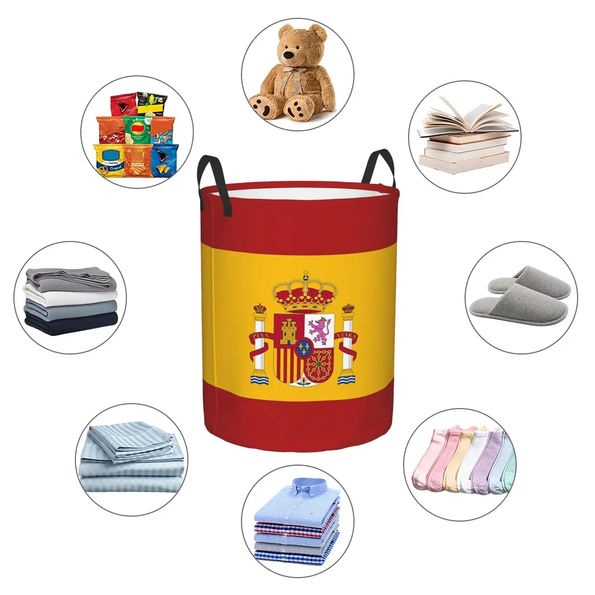 Spain Flag Foldable Laundry Baskets Dirty Clothes Toys Storage Basket Large Waterproof Hamper
