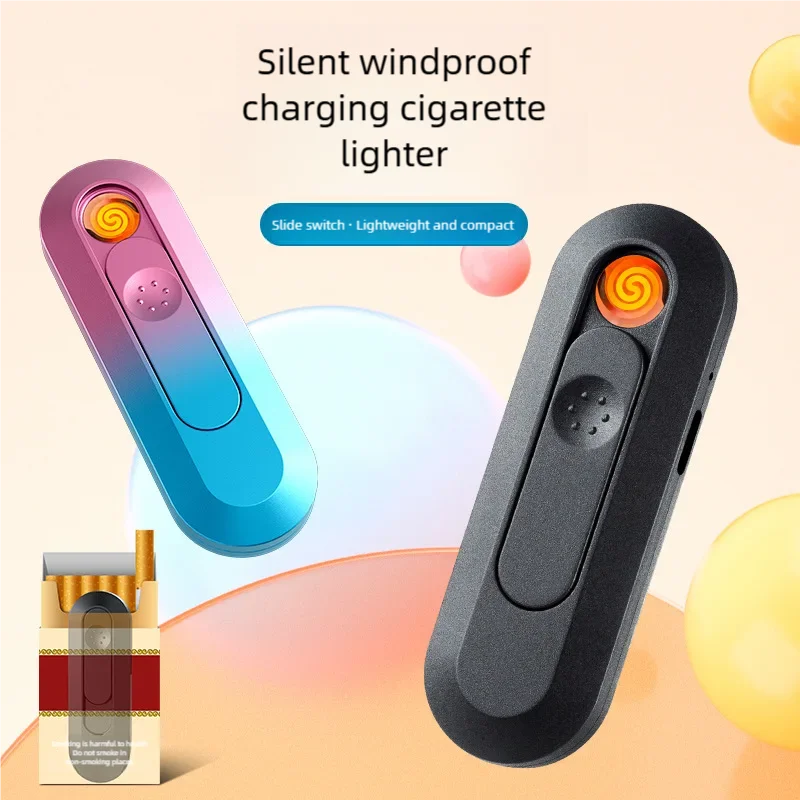 Rechargeable lighter, portable electronic night light cigarette lighter, windproof, creative, personalized and trendy