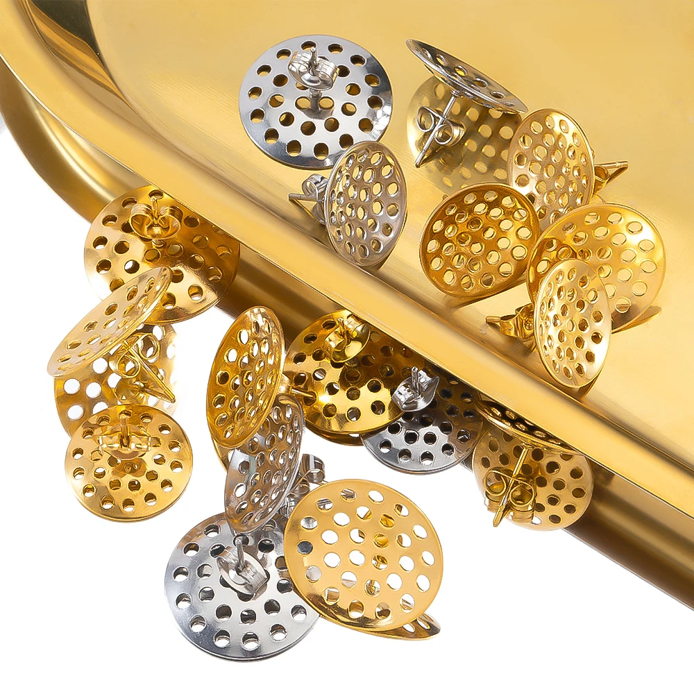10pcs stainless steel mesh hole earrings disc earring holder for diy ladies fashion earrings