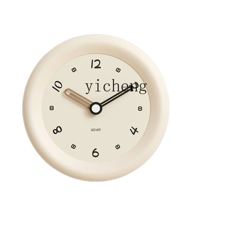 

ZC Punch-Free Clock Wall Clock Living Room Cream Style Simple Modern Creative Decorative Wall Clock