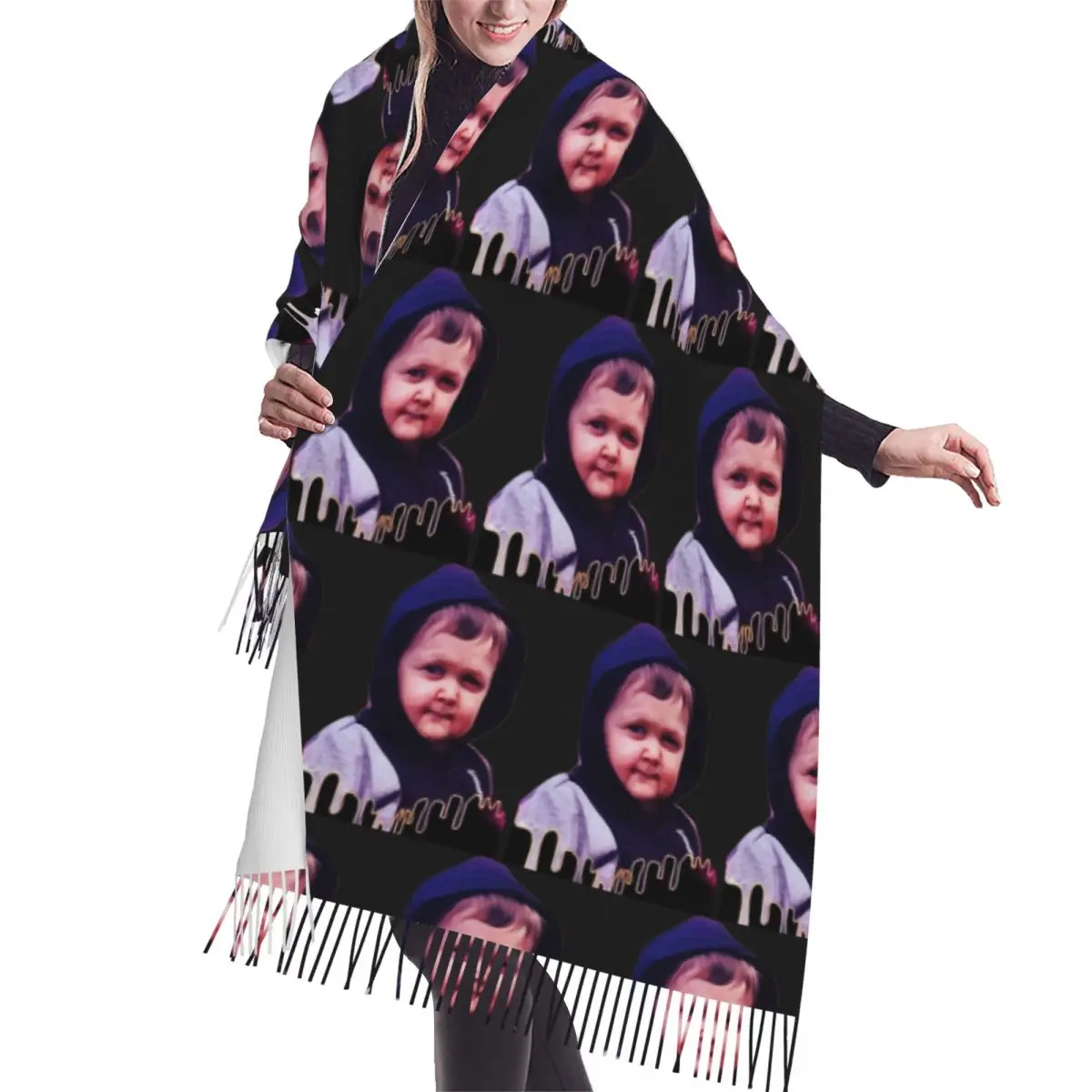 

Hasbulla Magomedov шарф с кисточками, женские мягкие теплые шали и накидки, большая осенне-зимняя шаль