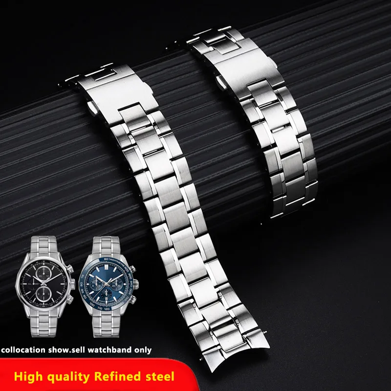 

22mm Metal Curved End Watch strap For Tag Heuer CARRERA Men's Stainless steel Sweatproof Metal Watchband Solid Bracelet Tool
