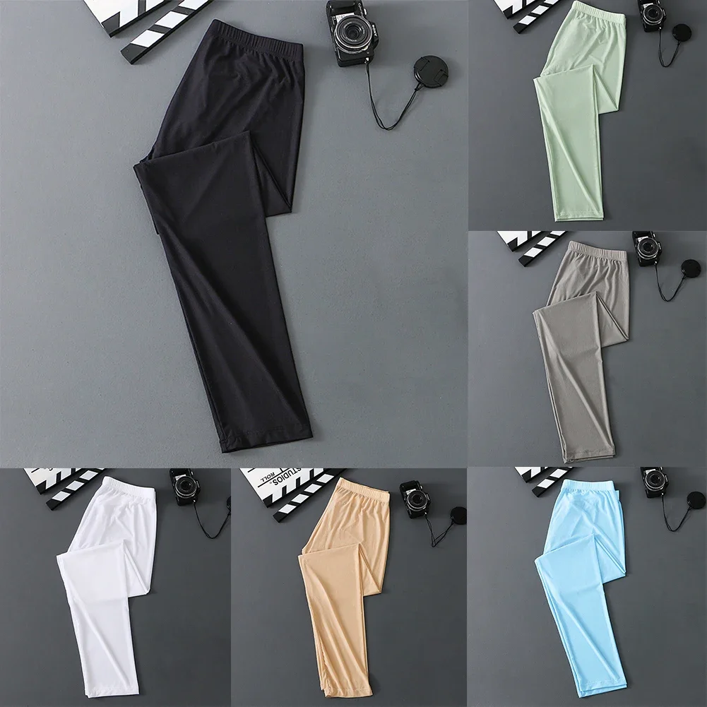 Men Thermal Underwear Thin Gym Sports Pants Smooth Leggings Tight Bottoms Wear Autumn Winter Warm Pants Casual Elastic Homewear