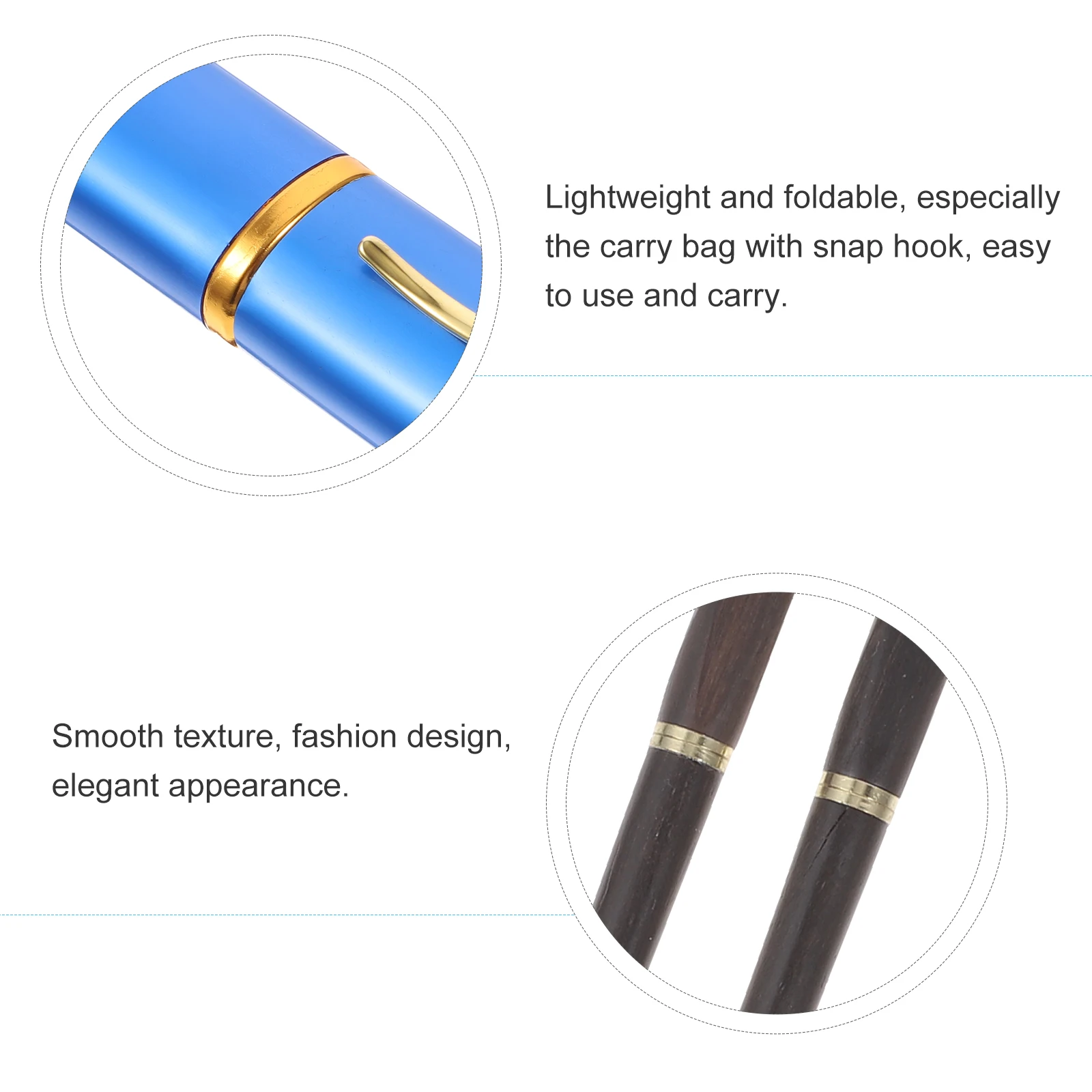 

Portable Foldable Ebony Chopsticks With Aluminum Case Lightweight Natural Wood Smooth Texture Travel Camping