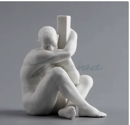 posture with buried head, high-quality precision ceramic glaze Art Male Masculinity Sculpture Decoration