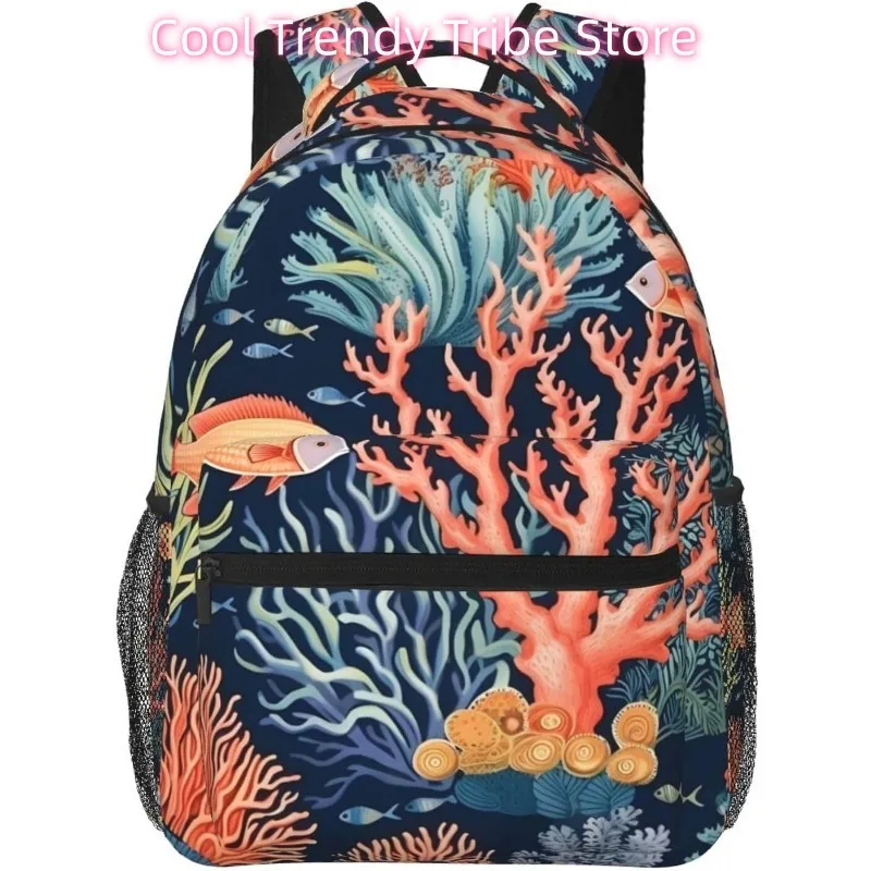 

Сумка для ноутбука обратно в школу Морская коралловая рыба Легкий рюкзак для ноутбука Легкий многоцелевой дорожный повседневный рюкзак унисекс Co