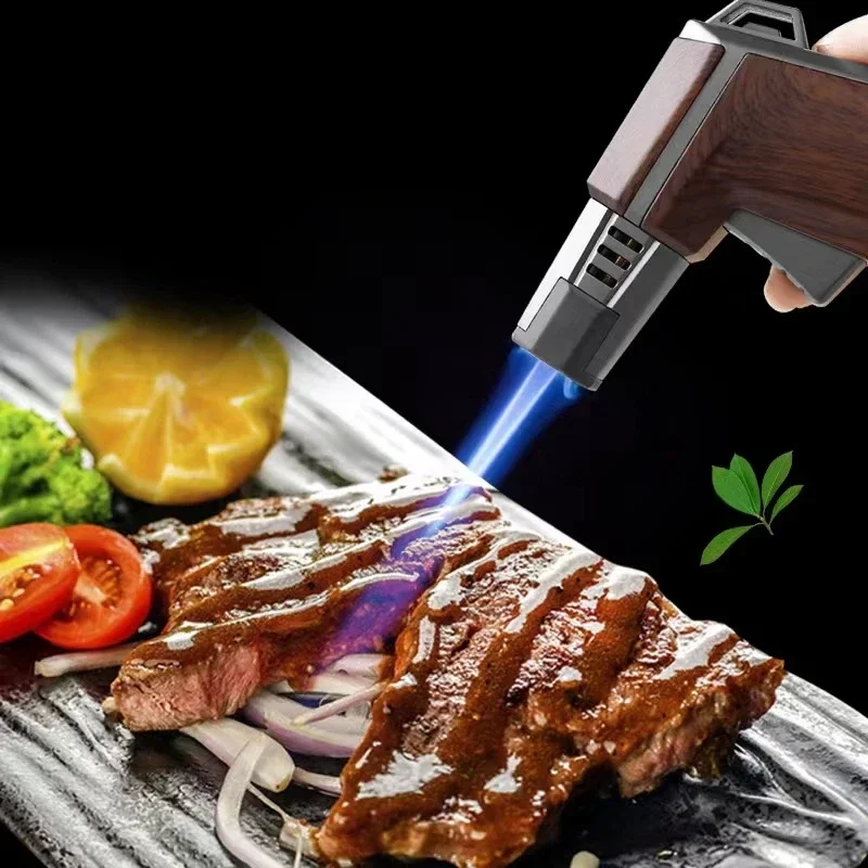 New JOBON Strong Blue Flame Spray Gun Inflatable Lighter Fire Lock Anti Slip Base Gas Lighter Outdoor BBQ Kitchen Cigar Lighters