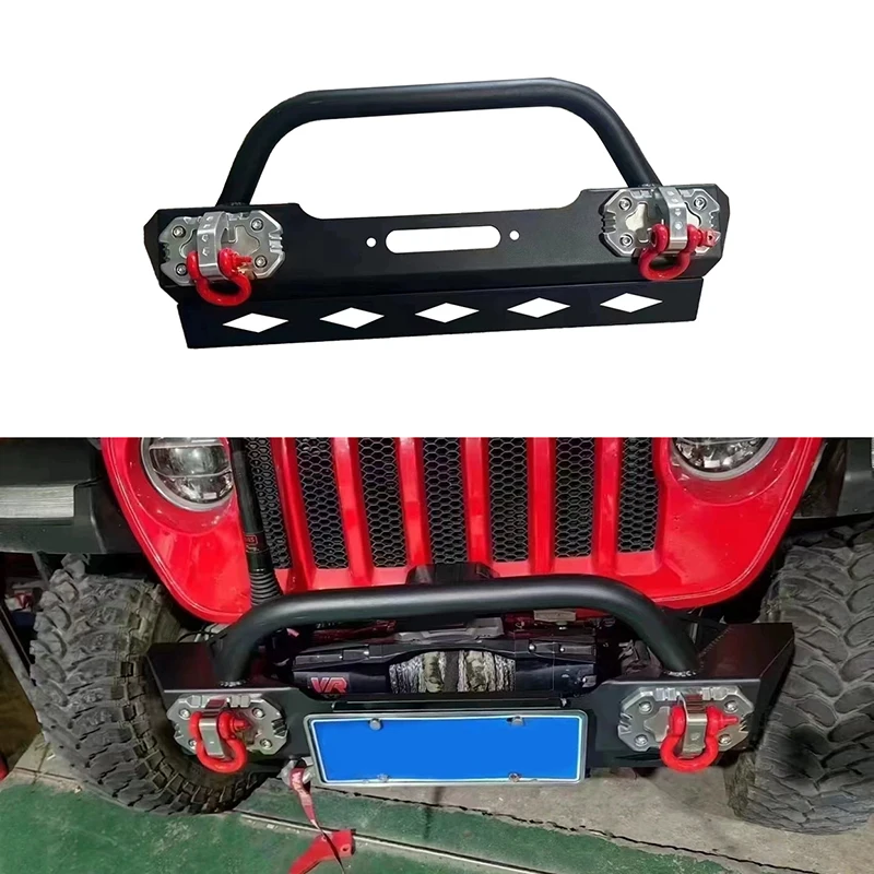 Off-road Accessories 2/4 Doors Steel Textured Black Front Bumper With D-Rings For Jeep Wrangler JK JL 07-24