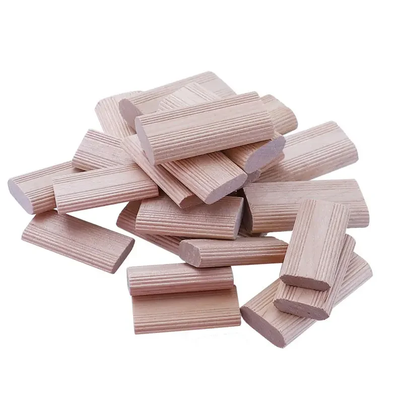 100Pcs Domino Solid Wood DIY Stripes Tenon Biscuit Joinery Beech Nail Cork Block Wood Board Furniture Butt Tool For Woodwork