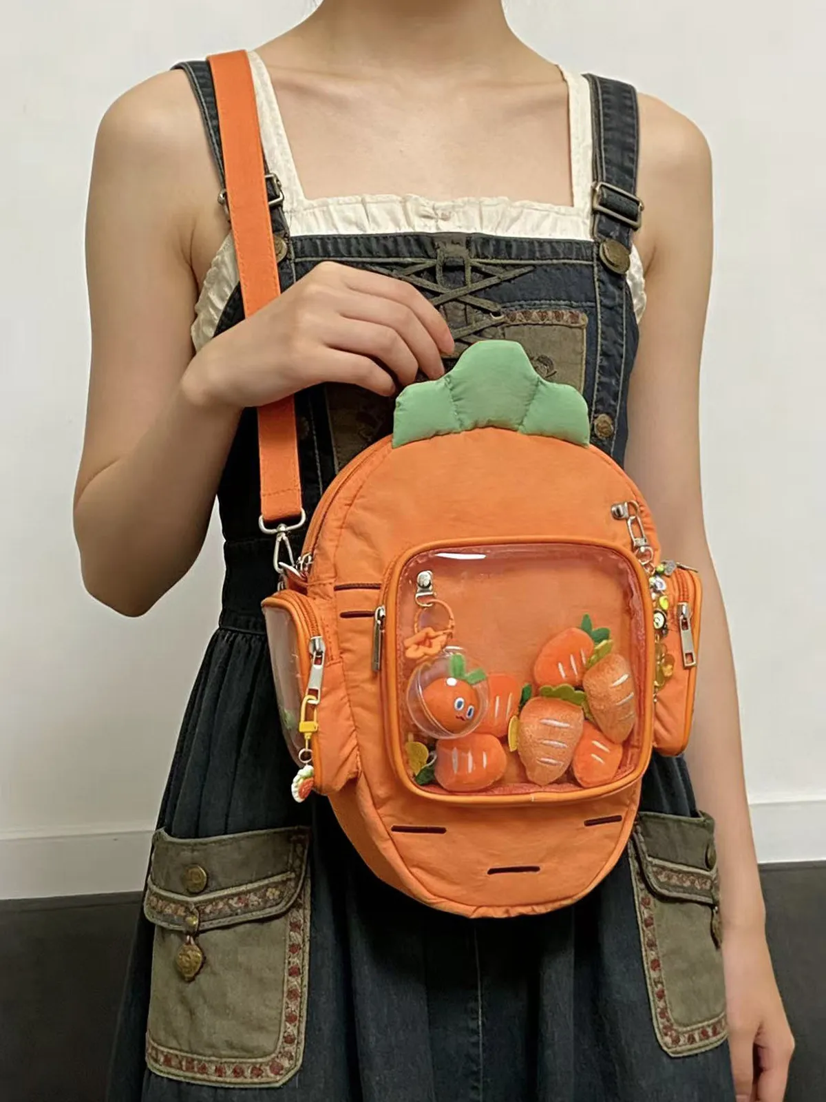 Original Lightweight Creative Carrot Shoulder Crossbody Lta Bag Girl Cute Multi-painful Layer Soft Silk Cotton Small Satchel