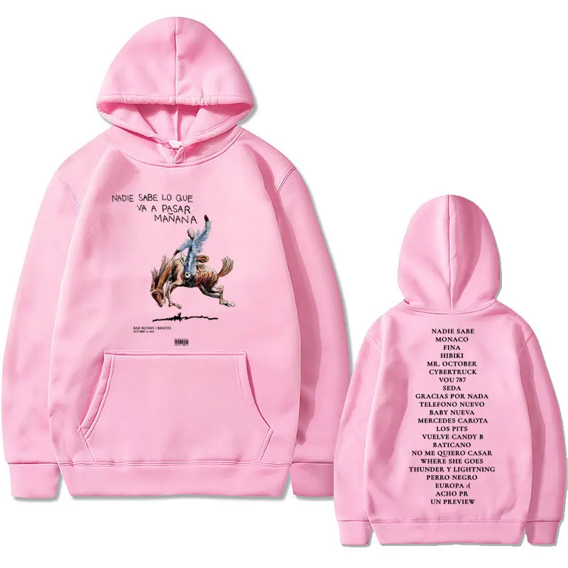 Rapper Bad Bunny Nadie Sabe Lo Que Va A Pasar Mañana Album Graphic Hoodie Men Women's Clothes Male Hip Hop Oversized Sweatshirt