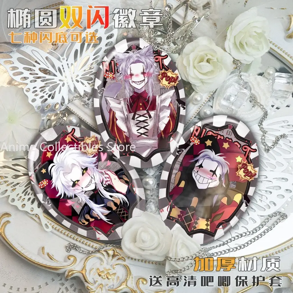 Insignia de Anime The Freak Circus Pierrot, broche de elipse de hojalata, insignias de figuras de dibujos animados, mochila, ropa, Pin de solapa, accesorios