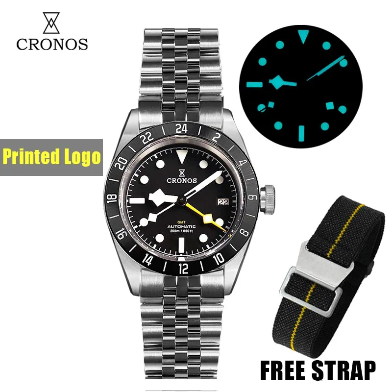 

Cronos BB58 Watches For Men 39mm NH34 GMT Movement Automatic Vintage Sapphire Glass Date Window BGW9 Luminous 200M Waterproof