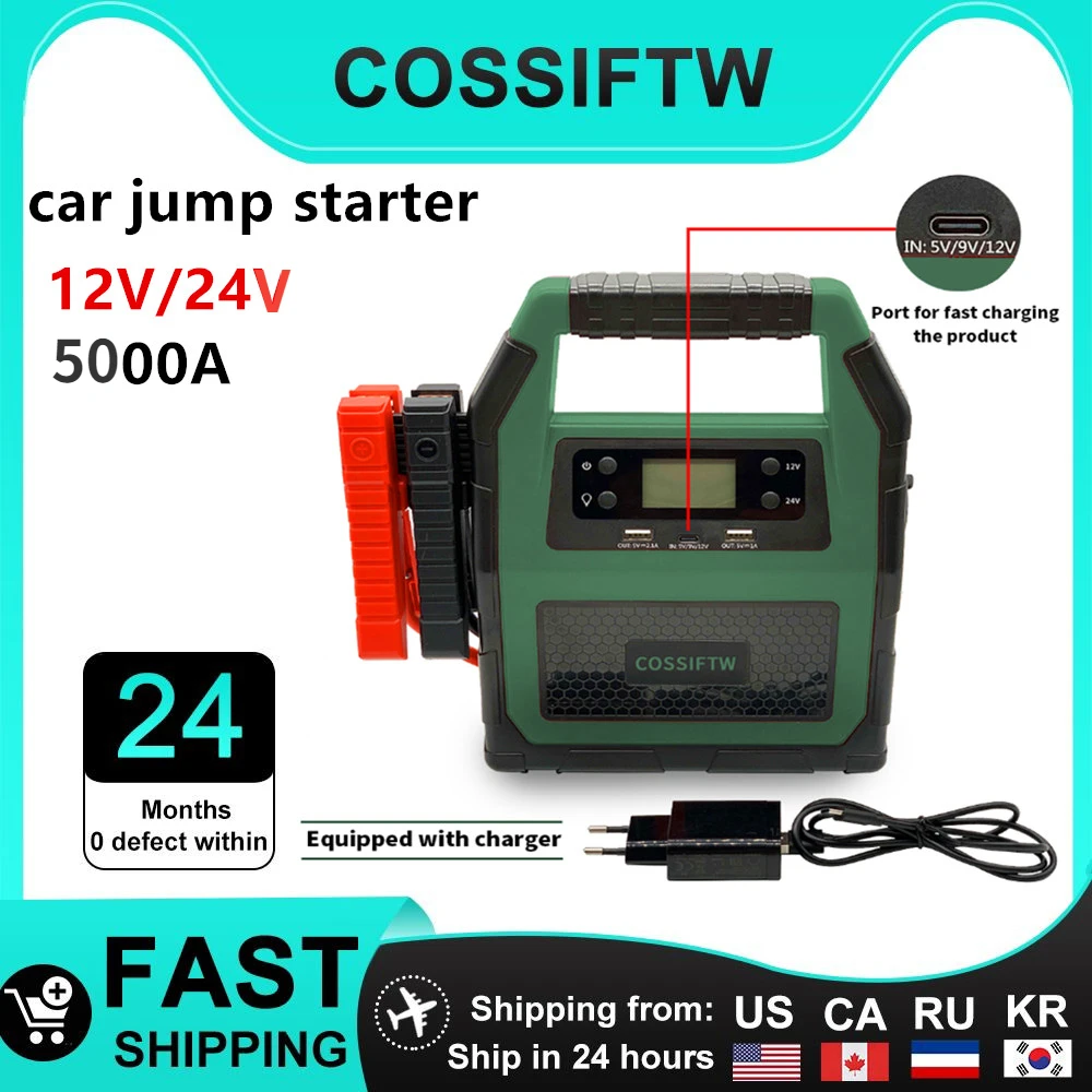 COSSIFTW 12V 24V Car Jump Starter 46800mAh 5000A Auto Jump Starter Power Bank Battery Booster for all vehicle Truck/Excavator