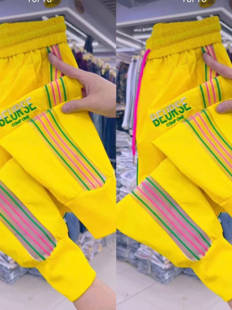 

Кружевные крутые брюки со специальной решеткой «Тысяча птиц» и уличные быстросохнущие брюки, женская женская одежда, летняя одежда