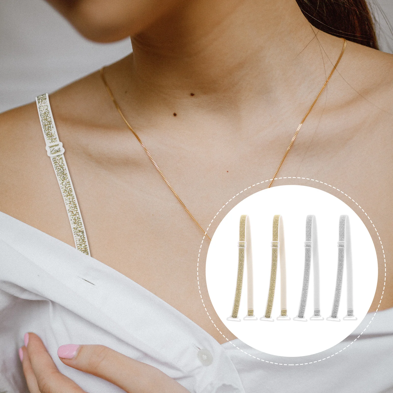 أشرطة حمالات الصدر بديلة قابلة للتعديل وحزام كتف قابل للفصل للنساء وحزام تمديد لفستان الأنبوب سترة هالتر من النايلون