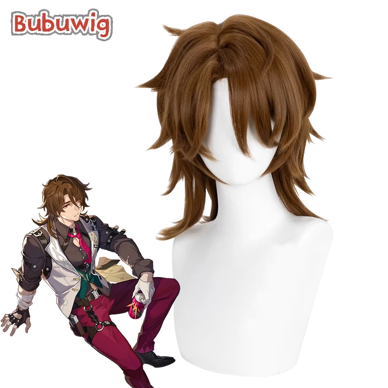 

Bubuwig Synthetic Hair Gallagher Cosplay Wigs Honkai: Star Rail Gallagher 35cm Men Short Straight Brown Cos Wig Heat Resistant