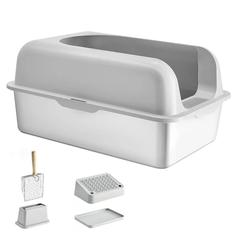 

6-Inch Deep Cat Litter Box with Odor-Reducing Filtered Base
