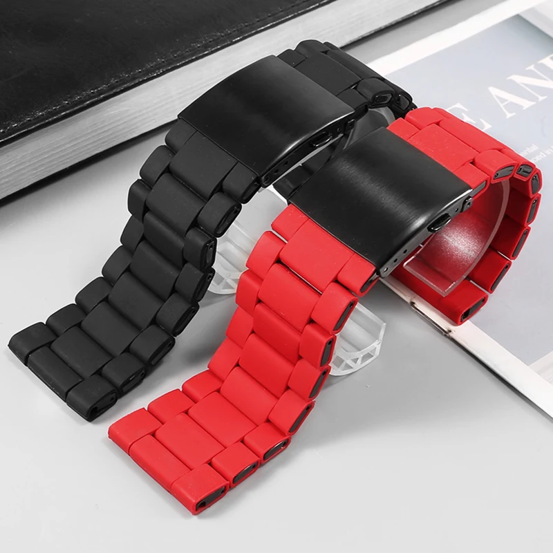 

Rubber coated steel watch strap suitable for Desai Red Demon Black Warrior Geya Aerospace co branded Friday stainless steel