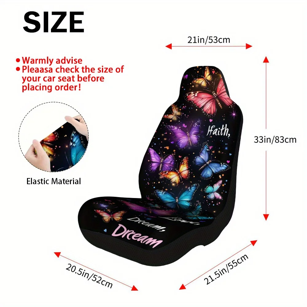 2pcs Vibrant Car Seat Covers - Durable Polyester Front Seat Protectors With 