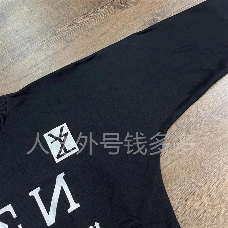 Vultures YZY Kanye Black Sweatshirts Men Women 1:1 High Quality Pure Cotton Casual Crewneck Hoodies