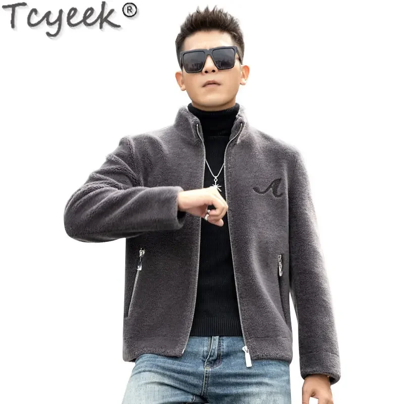 Tcyeek moda caldo cappotto di lana Casual vera pelliccia giacca inverno pecora Shearling giacche di pelliccia uomo abbigliamento Slim Ropa Hombre coreano