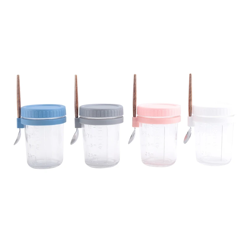 

4 Pack Overnight Oats Containers With Lids And Spoons 16 Oz Mason Jars For Overnight Oats Leak Proof Oatmeal Container