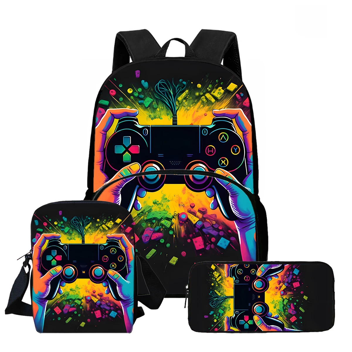 

Child School Backpack with Front Pocket,Shoulder Bags,Pencil Bags for Aged 5-10,Cartoon Game con-tro-ller School Bags for Boys