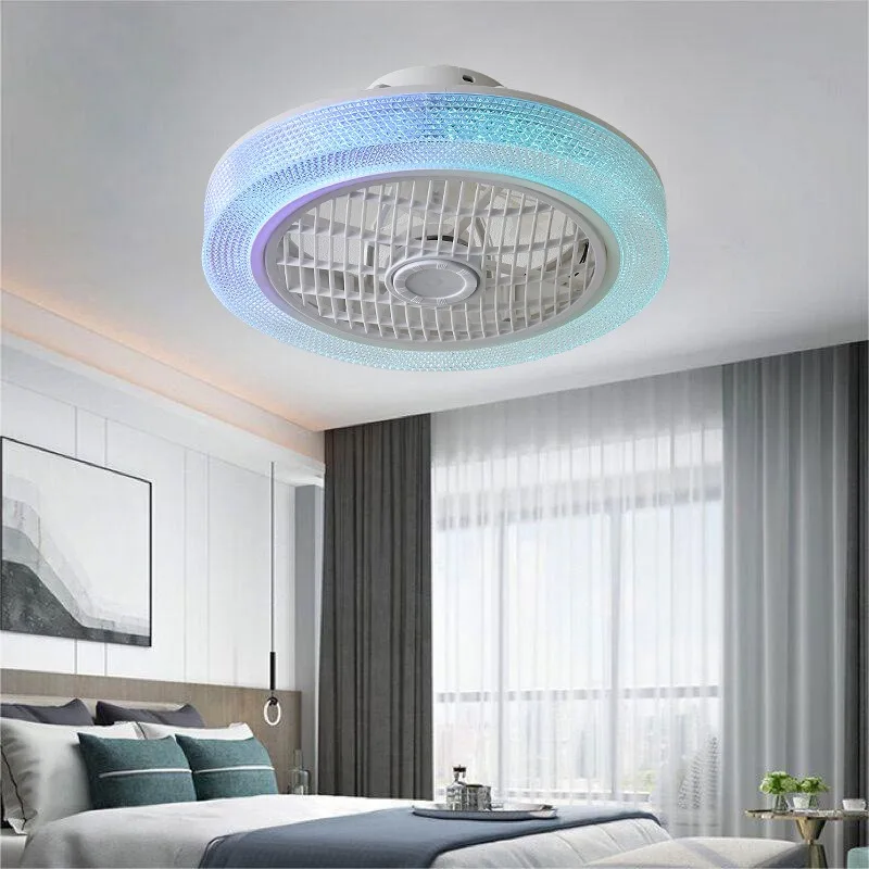 Ventilateur de plafond RVB 72 W avec télécommande d'éclairage, 7 modes de couleur et pales silencieuses réglables, télécommande d'éclairage de chambre à coucher