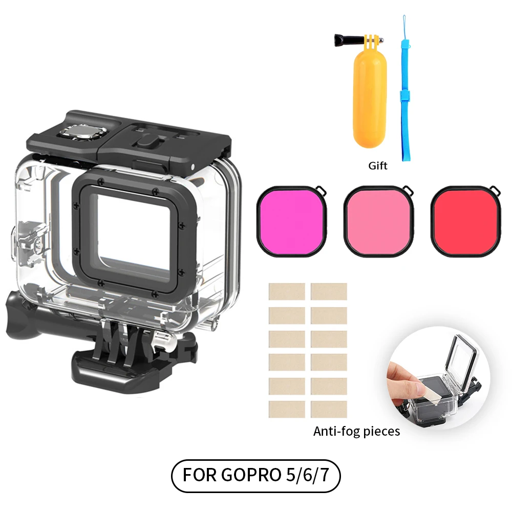 Custodia impermeabile da 60M custodia subacquea per Go Pro GoPro Hero 10 9 8 7 6 5 custodia protettiva nera accessorio per Action cam