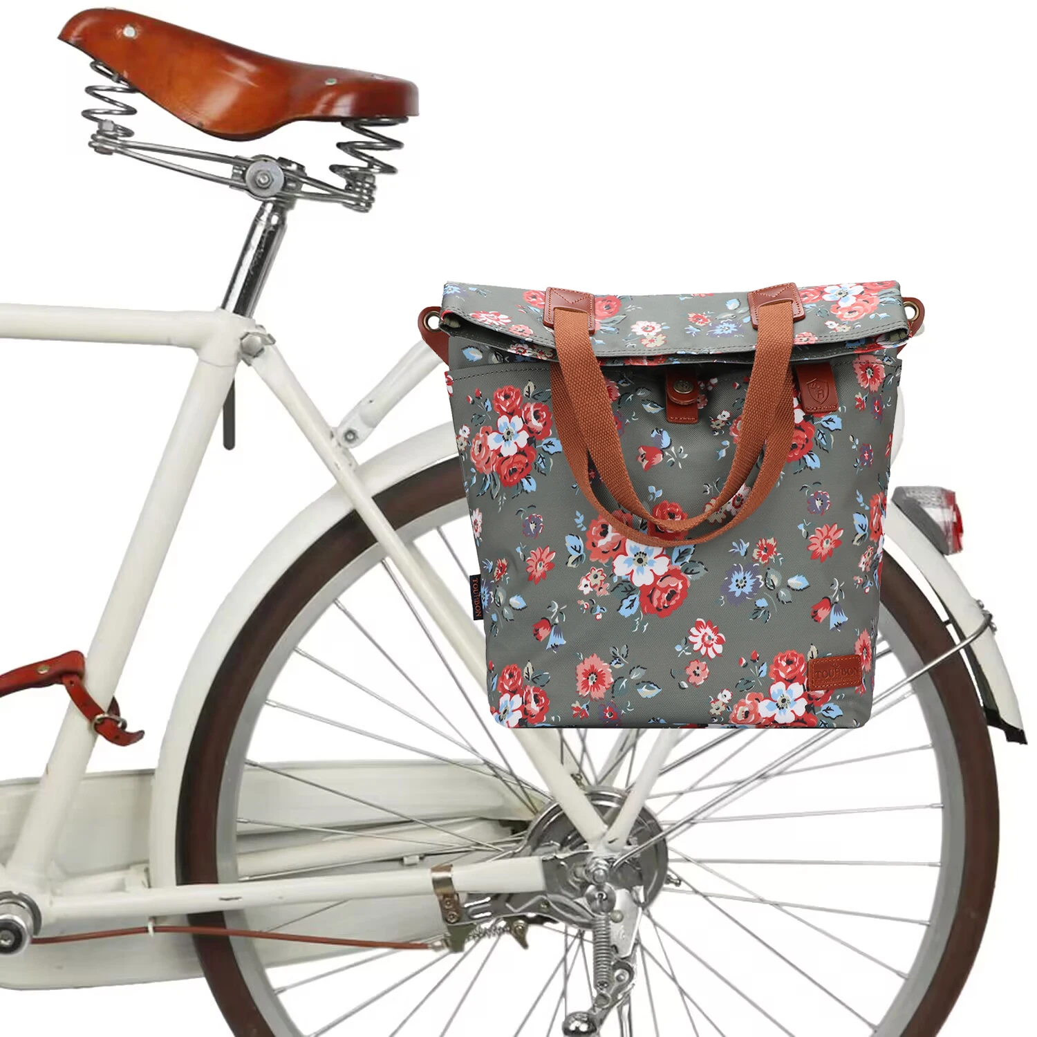 Tourbon Cycling Vintage Canvas Bike Rear Rack Bag Bicycle Single Pannier Riding Pack Multi Color Crossbody Handbag