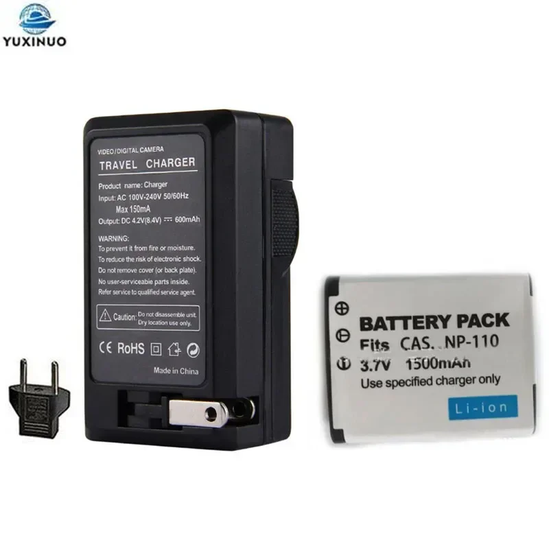 Batería NP-110 NP110 CNP-110 CNP110 de 1500mAh + Cargador para CASIO EX-ZR10 ZR15 ZR20 ZR50 ZR55 ZR60 Z2000 Z2300 Z3000 compatible con NP-160