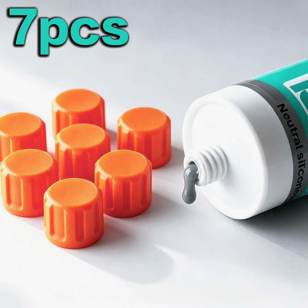 7Pcs Polygonal Anti-Hardening Caps for Standard Diameter Sealing, Leak-Proof and Waste-Reducing, Reusable Pipe Plugs - Threaded Sealing Pipe Plugs, Suitable for Caulking Tube Pipes, for Use with Home Improvement Tools and Accessories