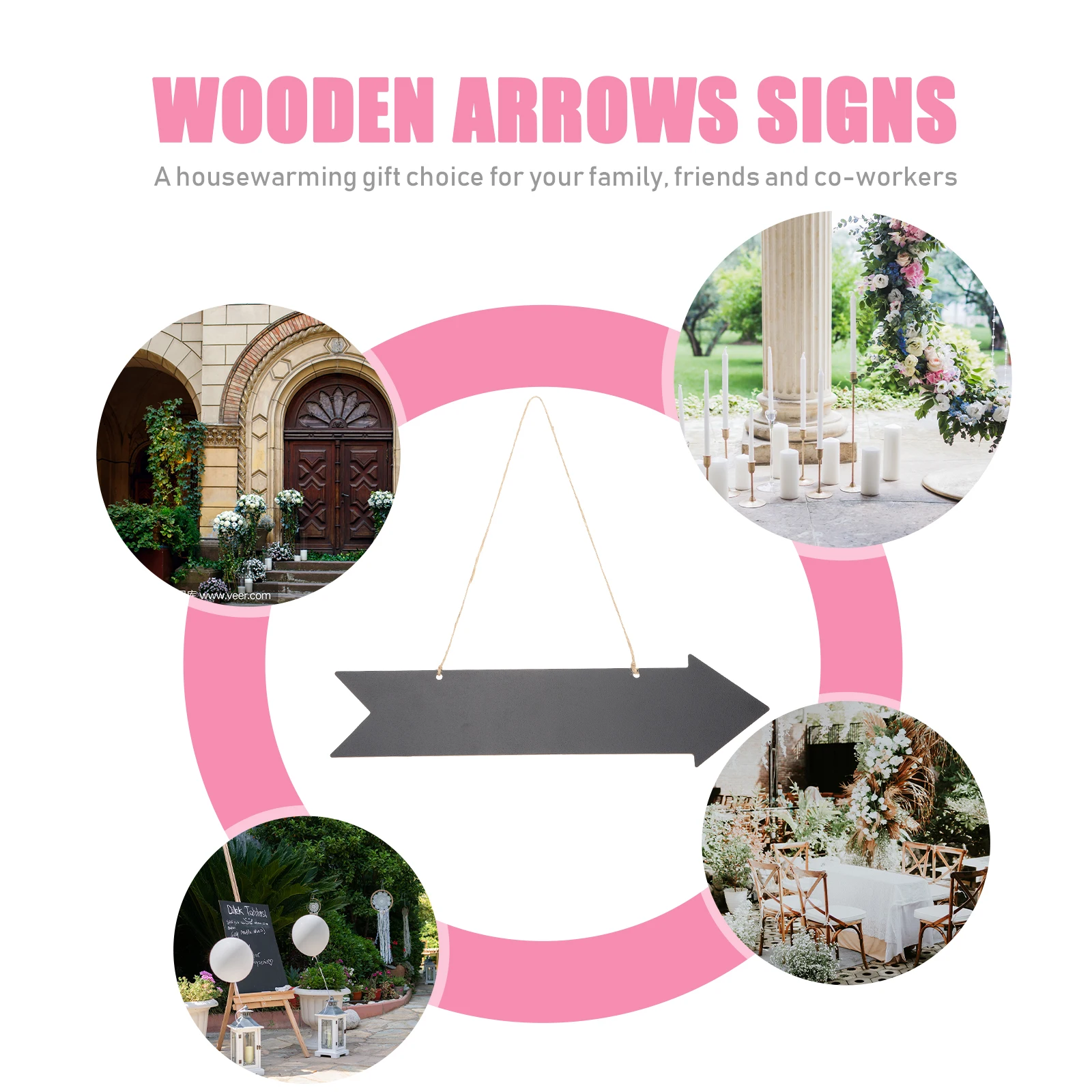 

6pcs Direction Signs Double Sided Blank Arrow Chalkboard Hanging Decor 8 9x33 5cm Durable Wooden Pendant Home Gifts