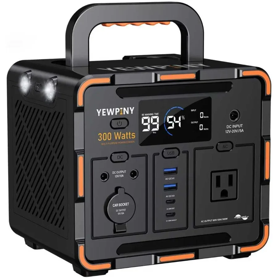 Estación Solar portátil EM300 con batería LiFePO4 de 259Wh 65W USBC PD carga rápida salida de potencia máxima de 600W compatible con AC DC USBA Ou