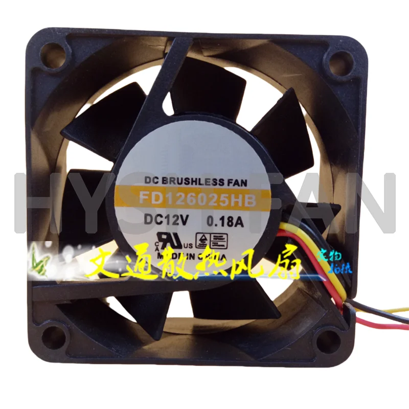 

FD126025HB 6025 12V 0.18A Chassis 6CM/ Cm Cooling Fan -N