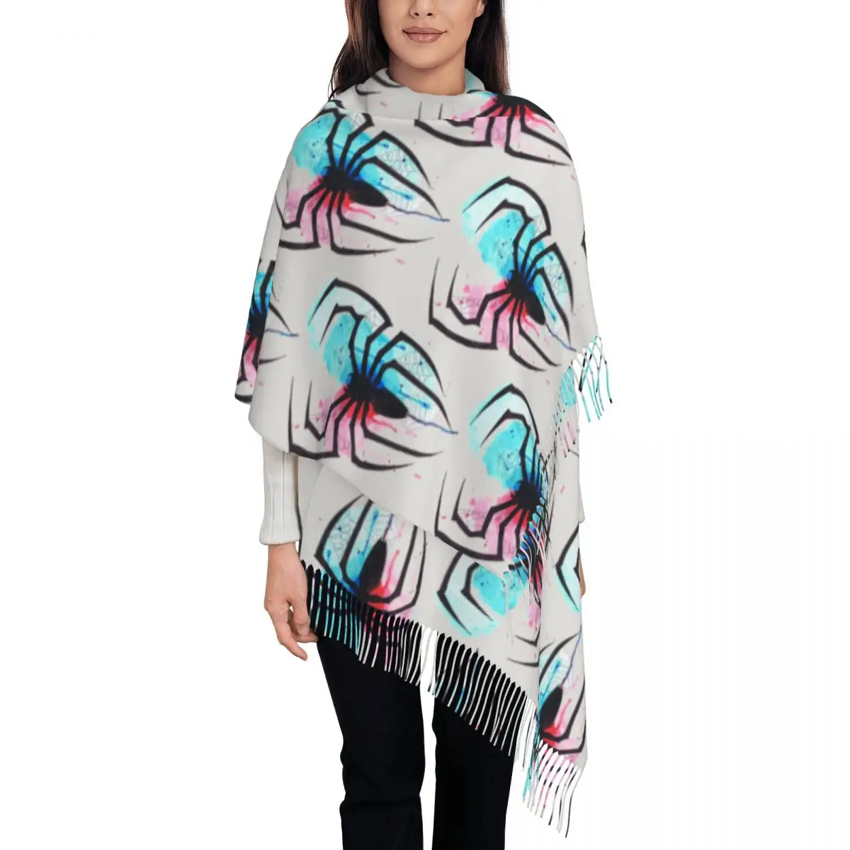 

Изготовленный на заказ шарф с изображением Человека-паука и супергероя, женский длинный зимний осенний теплый шаль с кисточками, шарфы унисекс