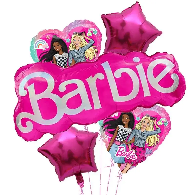 Barbie Party Servies Roze Prinses Cartoon Meisjes Verjaardagsfeestje Decoratie Plaat Cup Servetten Ballonnen Baby Douche Benodigdheden