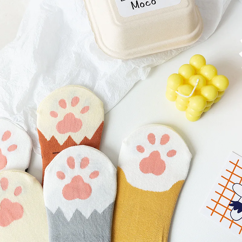 المرأة الربيع الصيف جديد القط باو قارب الجوارب القطنية الكرتون الفم الضحلة غير مرئية لطيف تنفس القطن الأحذية