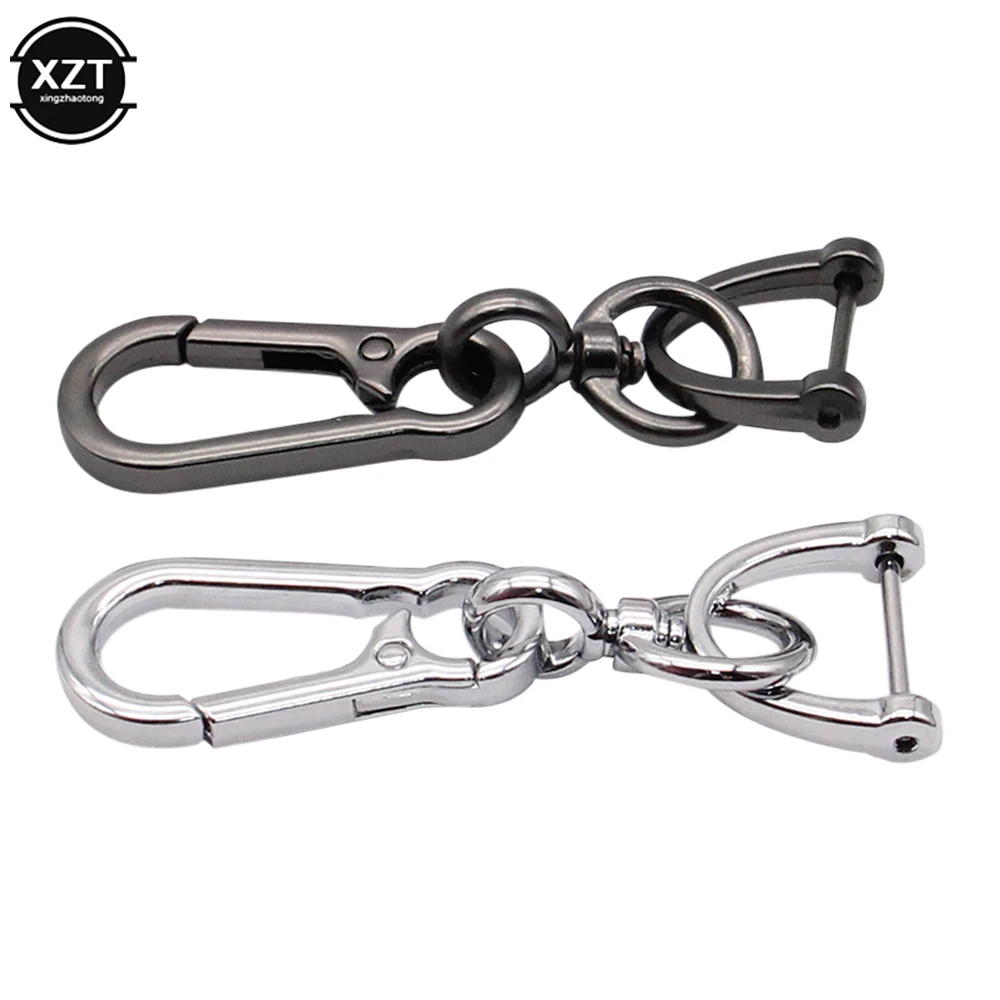 Anti-Lost Car Key Pendant Creative Simple Keychain Strong Carabiner Shape Stainless Steel Keyring Man Unisex Gift Auto Interior