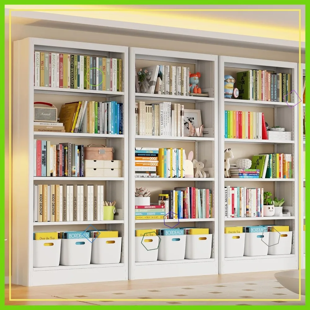 71" Tall Adjustable Metal Bookshelf, 5-tier Heavy Duty Storage Shelf for