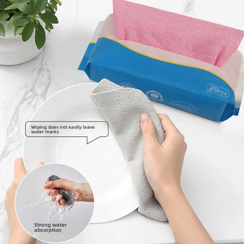 Утолщенное кухонное полотенце из ультратонкого волокна 20*20 см — многоразовая впитывающая салфетка двойного назначения для сухой и влажной уборки дома
